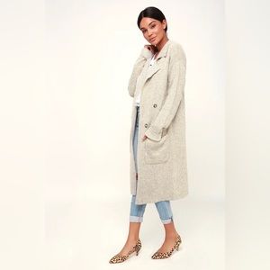 Cuddle Club Beige Long Sleeve Sweater Coat